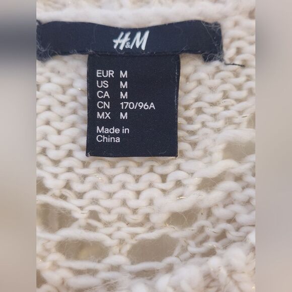 H&M M Cream Chunky Knit Longsleeves WOOL Blend Women’s Sweater - Picture 2 of 10